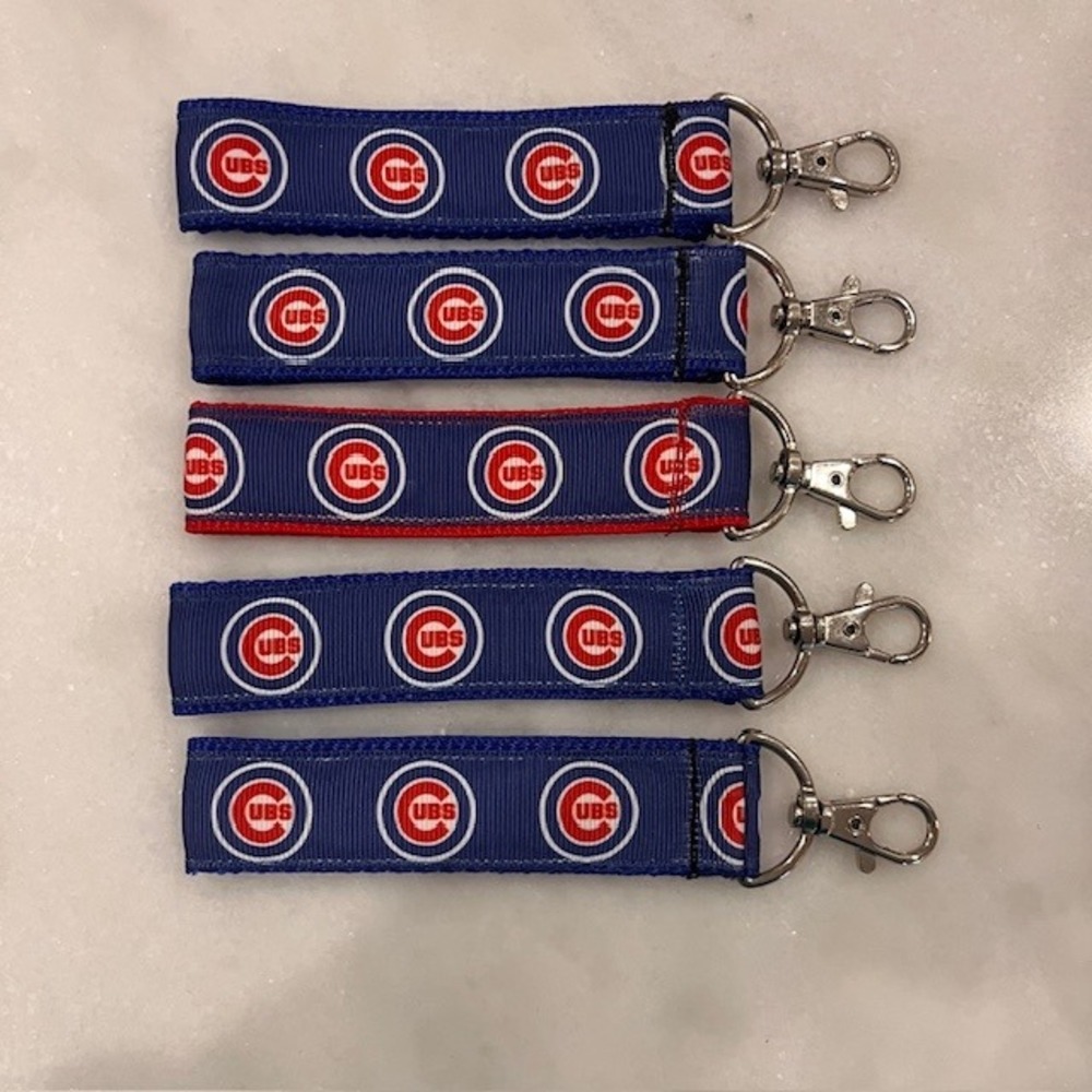 Set of 5 Chicago Cubs Keychain Fabric Key Fob Bag‎ Charm MLB Baseball Fan Gift